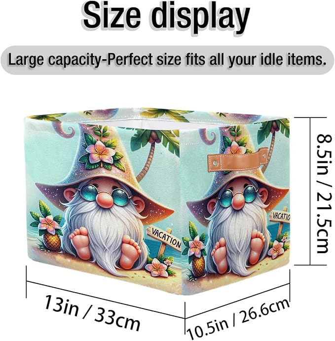 Pardick Summer Gnome Cute Basket Storage Bins Large Fabric Toys Storage Cube Box - Image 4