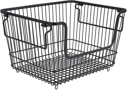Freezer Organizer Bin, Stackable Wire Basket - Image 3