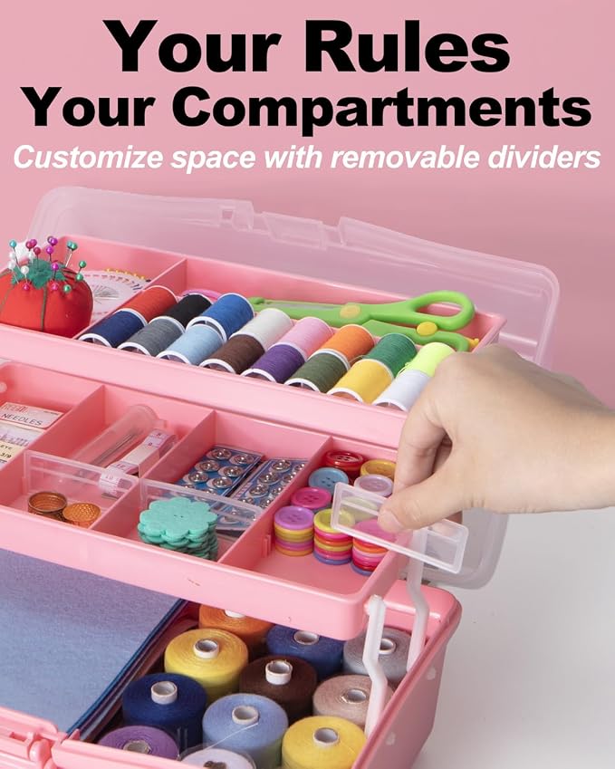 TERGOO 12in 3-Layer Plastic Craft Organizers and Storage, Portable Folding - Image 4