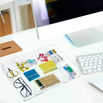 1 Pcs Acrylic Desk Drawer Organizer 2 Inch Height Expandable Drawer Organizer - Image 7