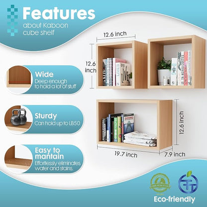 Wall Mount Shelf Set of 3, Floating Cube Shelves - Image 3