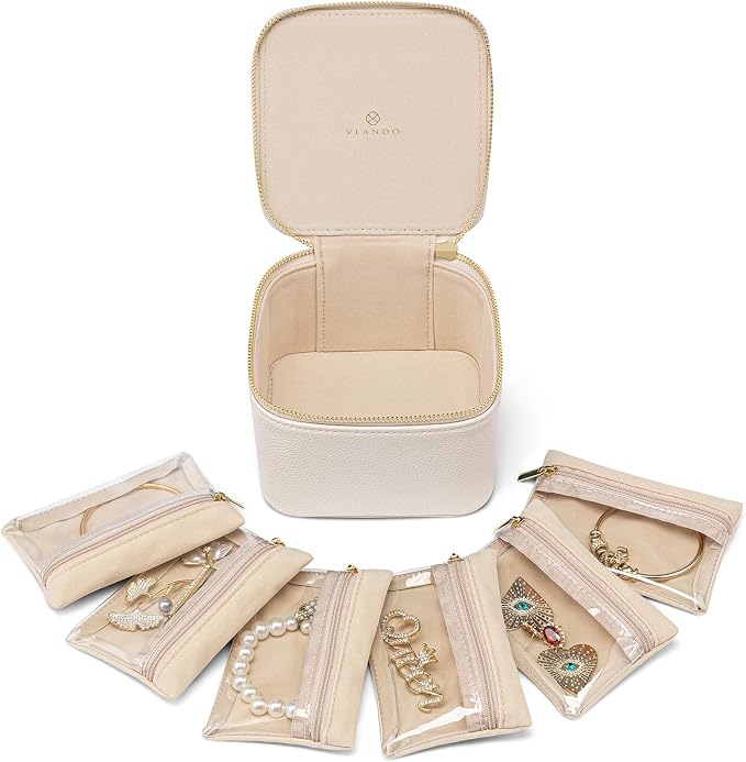 Vlando Small Jewelry Box Organizer, Travel Jewelry Storage by VLANDO