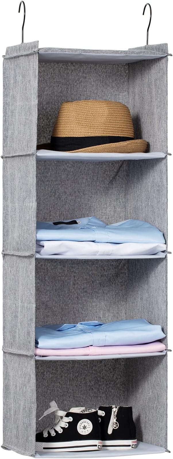 Hanging Closet Organizer, Easy Mount Collapsible 4-Shelf Camper Closet Wardrobe by DonYeco