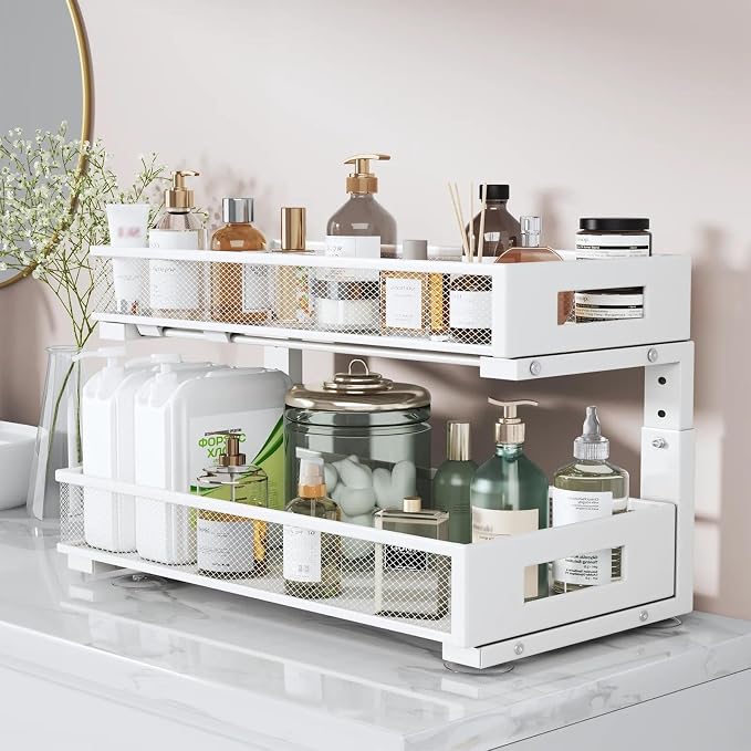 2 Packs 21IN Depth Under Sink Organizer, 2-Tier Pull Out Cabinet Organizer - Image 3