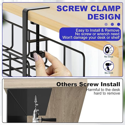 Under Desk Cable Management Tray, 31.5'' No Drill Heavy Duty Steel Cable Tray - Image 3