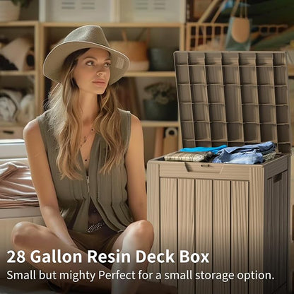 Two 28 Gallon Outdoor Storage Box, Resin Deck Boxes Waterproof, Indoor Outdoor - Image 3