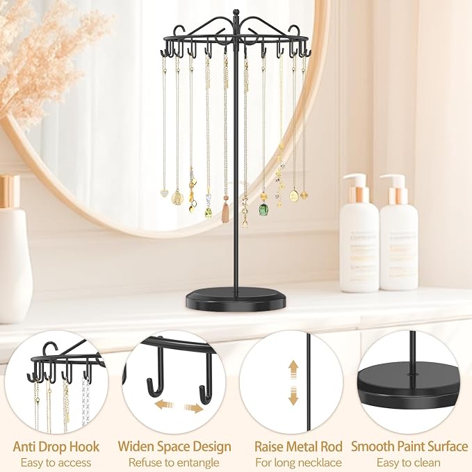 MODOWEY Rotating Necklace Holder Organizer Display Stand - Image 5