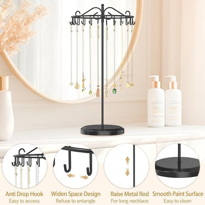 MODOWEY Rotating Necklace Holder Organizer Display Stand - Image 5