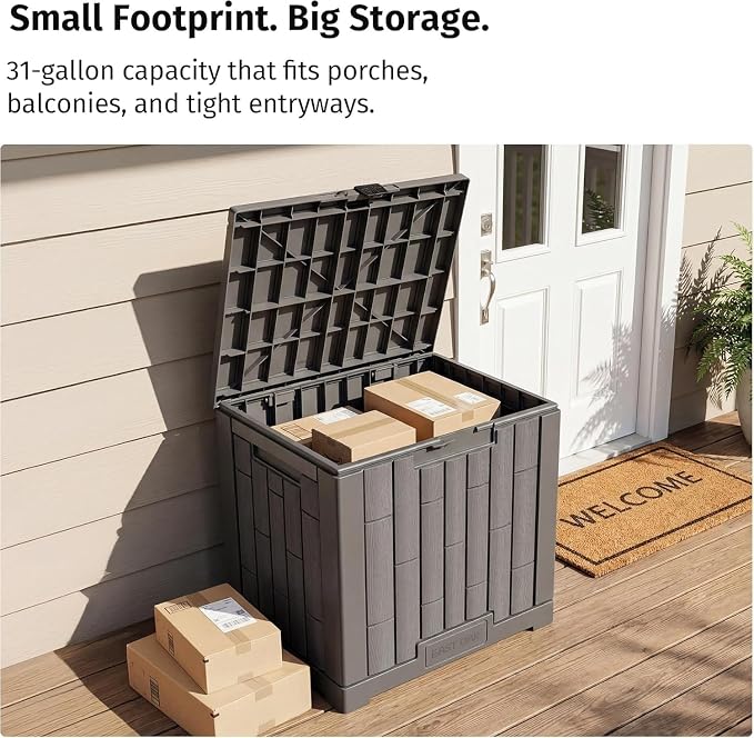 EAST OAK Outdoor Storage Box, 31 Gallon 2 Pack Deck Box Indoor and Outdoor Use - Image 2