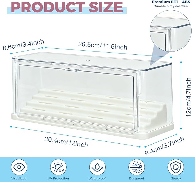 2 Pack Button Pin Display Case – 4-Tier Clear Badge Storage Box, Stackable - Image 6
