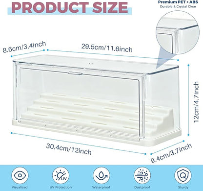 2 Pack Button Pin Display Case – 4-Tier Clear Badge Storage Box, Stackable - Image 6