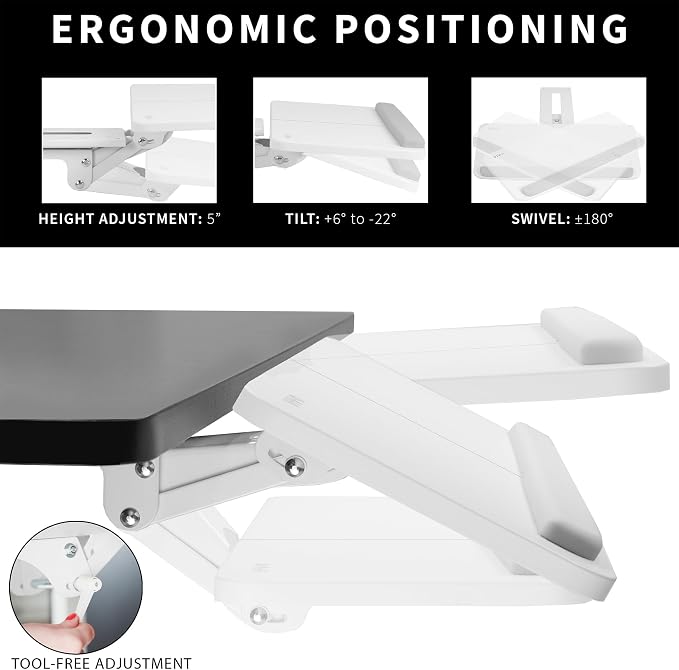VIVO Adjustable 25 x 10 inch Computer Keyboard and Mouse Platform Tray - Image 3