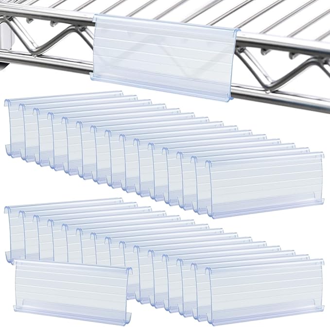38 Pack Wire Shelf Label Holder, 3 inch Shelf Labels, Shelf Clips by SBYURE