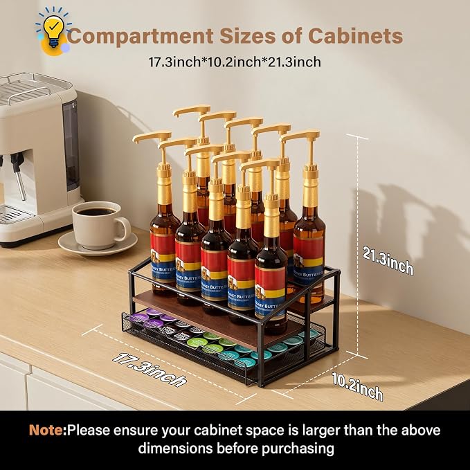 Coffee Syrup Rack Organizer, 3-Tier 10 Bottle Syrup Rack - Image 4