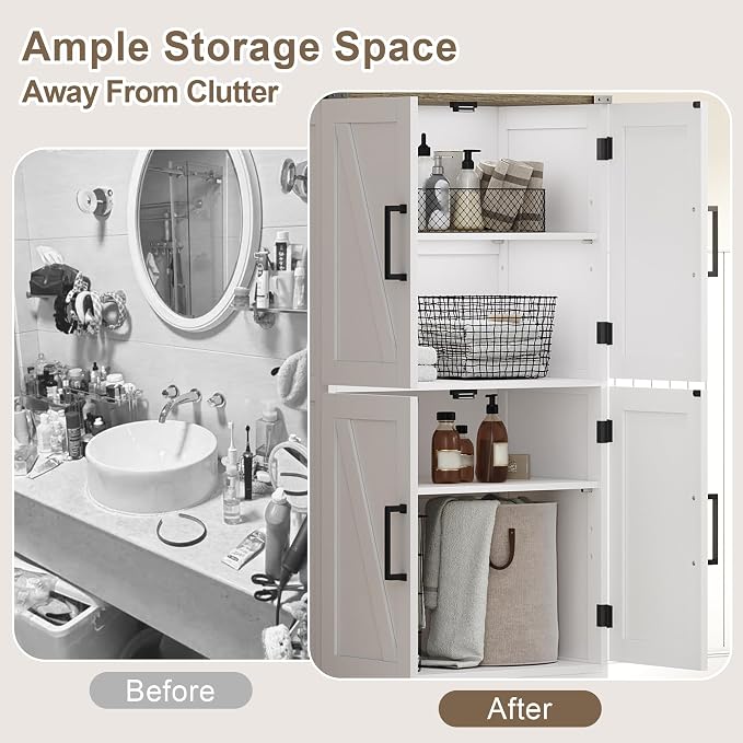 Treocho Farmhouse Bathroom Floor Cabinet - Image 4