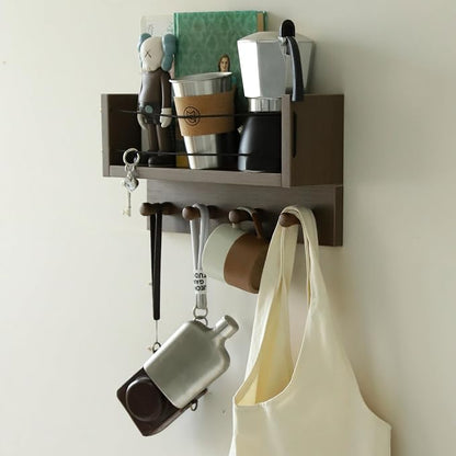 Entrance Coat Rack ，Coat Hooks, Wall-Mounted Wooden Hook Rack, Wall-Mounted - Image 5
