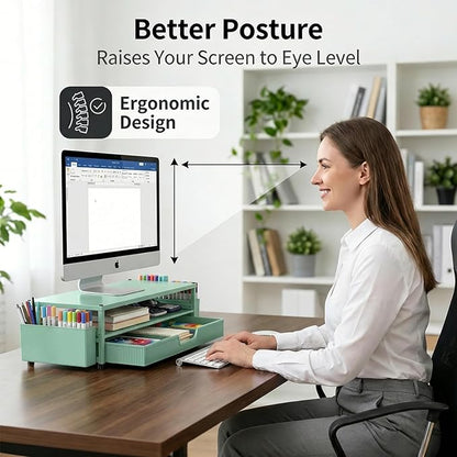 ECOLOVI Desk Organizer and Accessories, 2-Tier Computer Monitor Stand Rise - Image 4