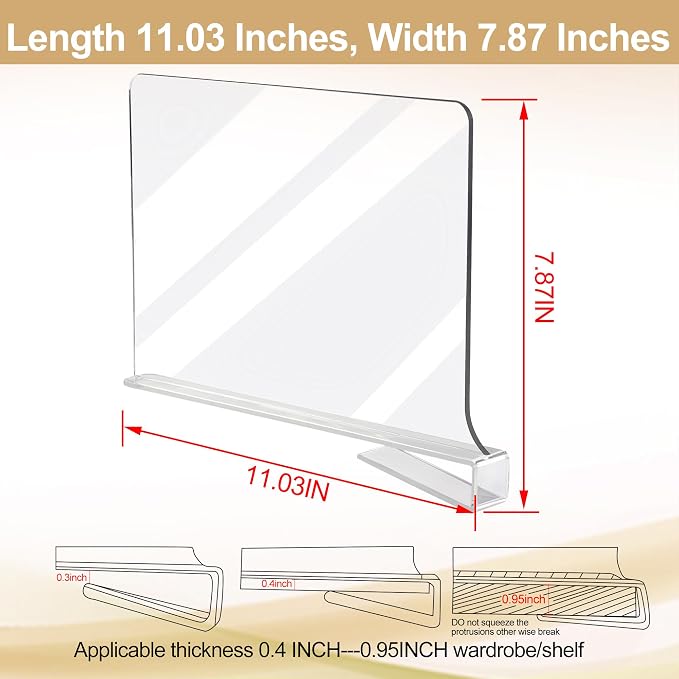 Acrylic Shelf Dividers for Closet Organization, Closet Shelf Organizer Closet - Image 3