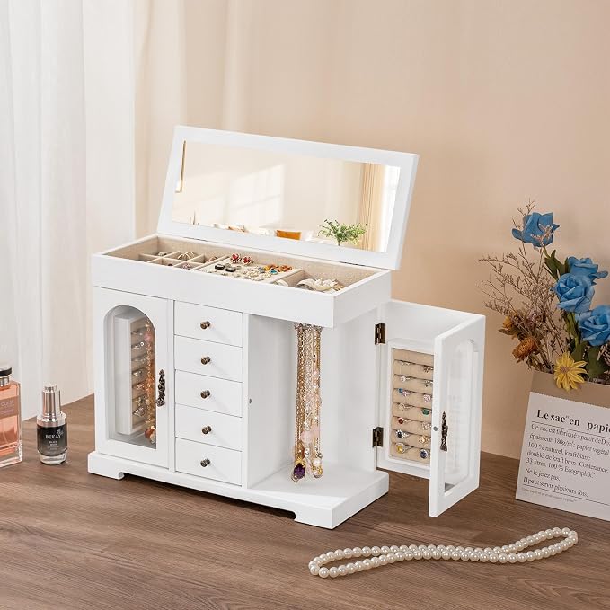 Miratino Jewelry Box for Women Girls, Wooden Jewelry Organizer Box - Image 2