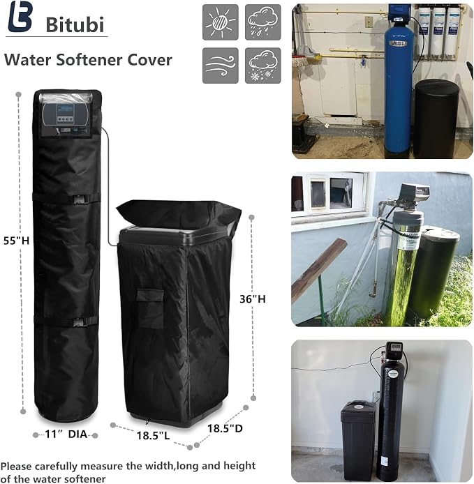 Bitubi 2Pcs Water Softener Cover, Outdoor Softener Tank/Filter Cover + Brine - Image 2