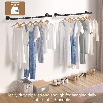 4 Pack Wall Mounted Clothes Rack, Heavy Duty Iron Garment Rack Bar - Image 7