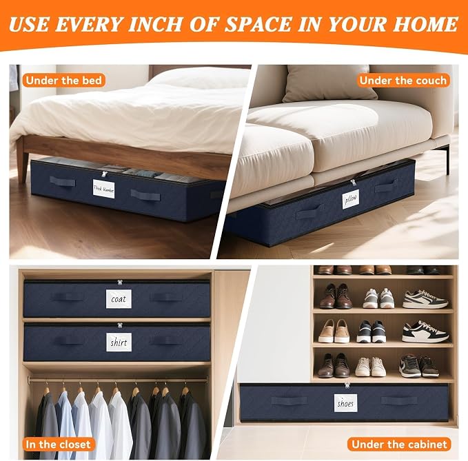 SpaceWhisper 90L Under Bed Storage Containers, Foldable Closet Organizers and - Image 7