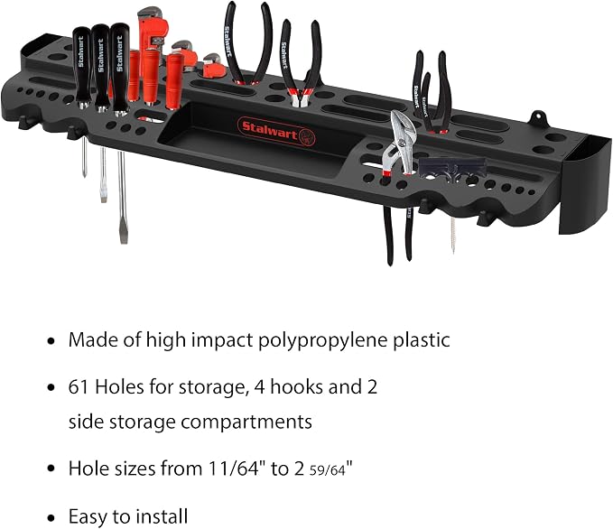 Tool Storage Shelf Wall Mount Utility Shelf Organizer Rack Has 61 Slots - Image 3