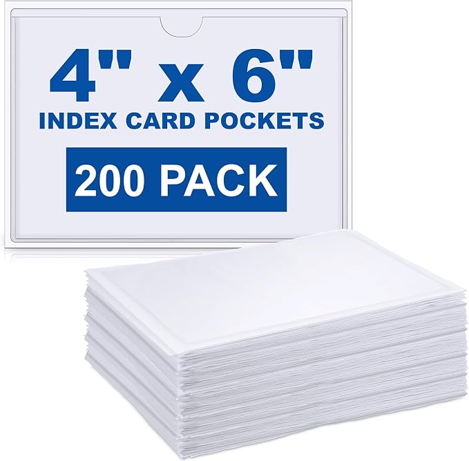 Outus 200 Pack 6.3 x 4.33 Inch Self Adhesive Label Pockets Bulk Plastic Labels by Outus