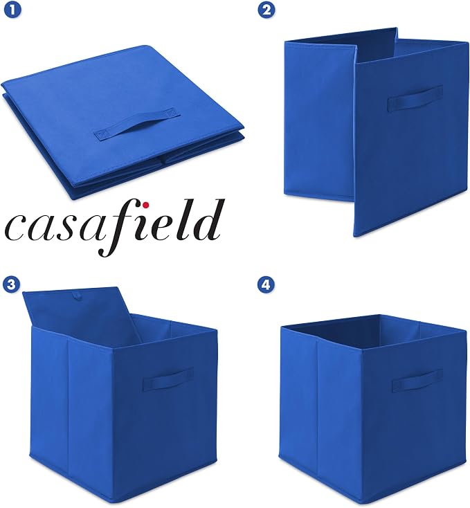 Casafield Set of 6 Collapsible Fabric Cube Storage Bins, Royal Blue - Image 6