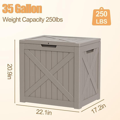 35 Gallon Waterproof Deck Box Bench, Outdoor Resin Lock Storage Bins Container - Image 7