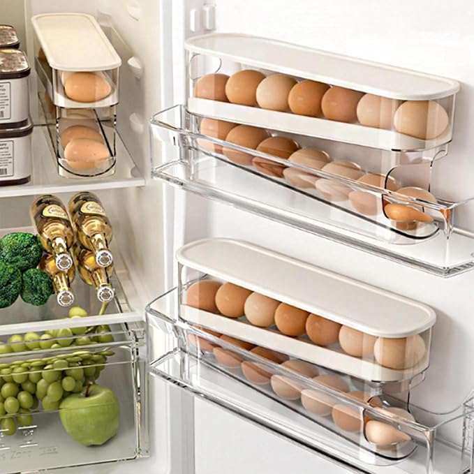 WACOI Auto Rolling Fridge Egg Organizer, Space Saving Eggs Dispenser by WACOI