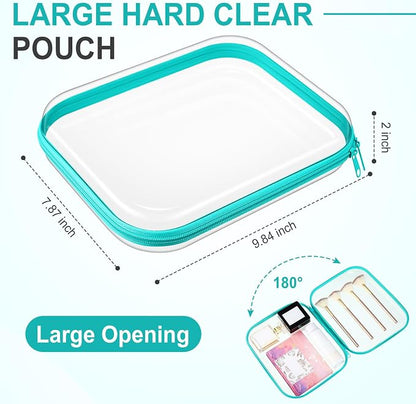 Sanwuta 6 Pcs Clear Hard Zipper Case Hard Plastic Zipper Pouches Transparent - Image 2