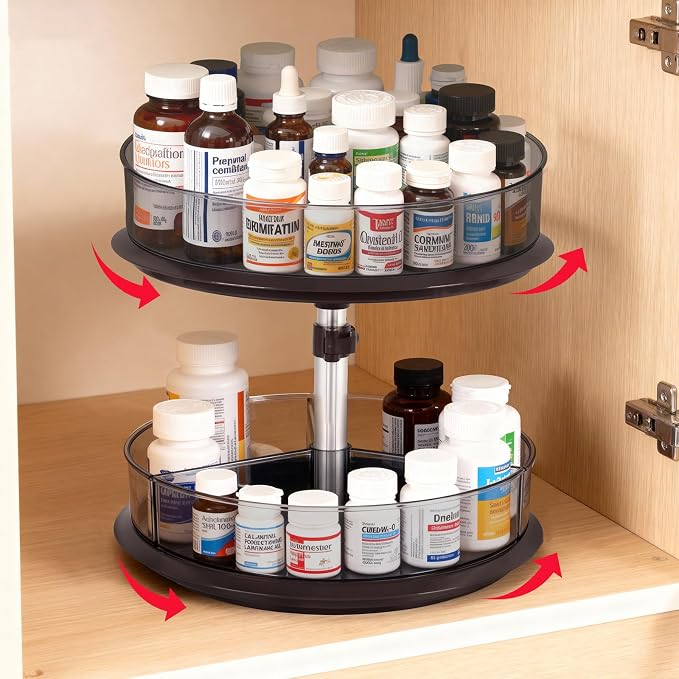 2 Tier Medicine Cabinet Organizer, Rotary Turntable Organizer by Unknown