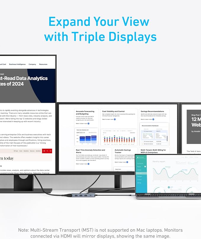 Anker 8-in-1 USB-C Hub, USB C Docking Station Triple Display Multi-Port Dongle - Image 3