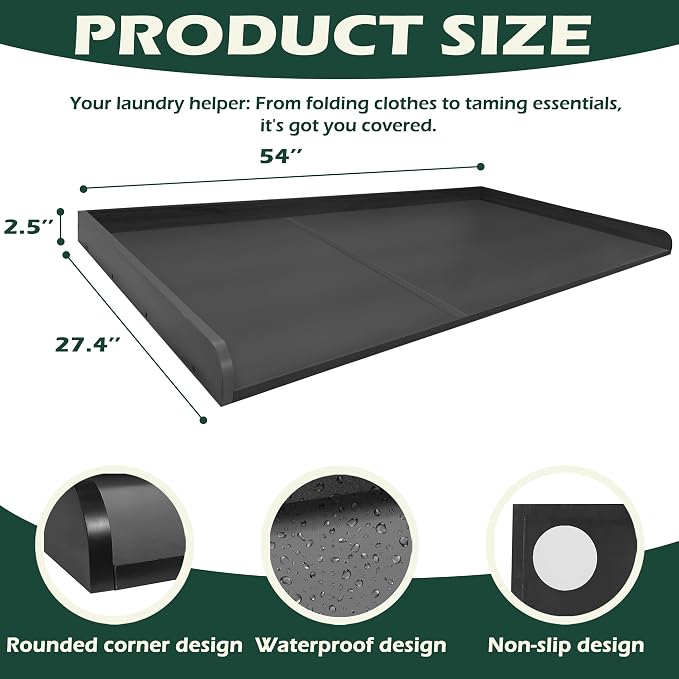 Royxen Washer Dryer Countertop, 27.4" x 54" Wood Universal Fit, Washer Dryer - Image 3