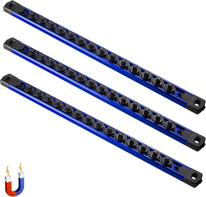 ALOANES 3-Piece Magnetic Socket Organizer, Heavy Duty Aluminum Socket Rails by Aloanes