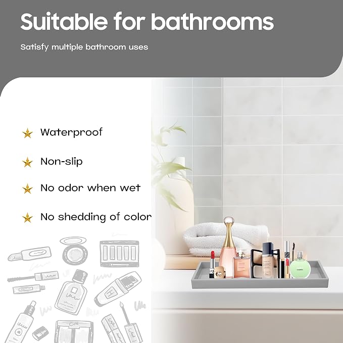 Vanity and Bathroom Tray, Waterproof Vanity Tray - Image 2