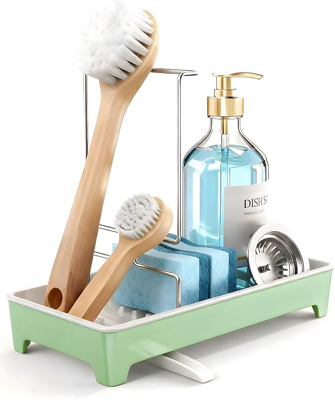 Ceramic-Look Sink Caddy, Rustproof Sponge Holder - Image 2