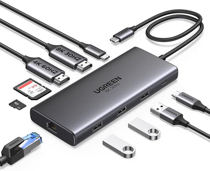 UGREEN 10-in-1 USB C Docking Station, Dual HDMI 4K@60Hz, Single 8K@30Hz by Unknown