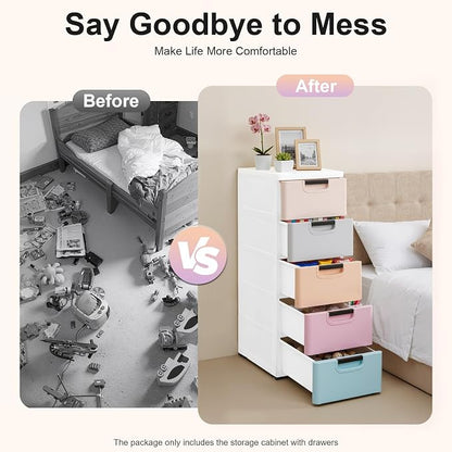 5 Drawers Stackable Storage Drawers Plastic Storage Drawers Collapsible Storage - Image 8