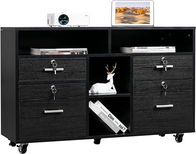 VINGLI Wood Mobile File Cabinet - Image 6