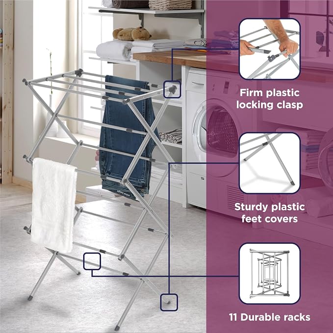 BLACK+DECKER Laundry Organization Expandable/Collapsible Clothes Drying Rack. - Image 4