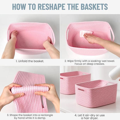 5 Pack Woven Storage Baskets, Decorative Storage Bins - Image 6