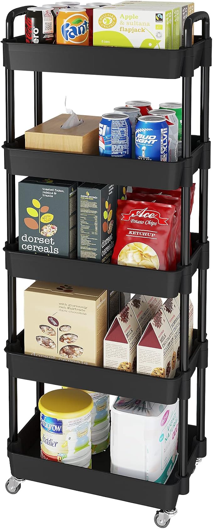 Laiensia Multifunction Utility Rolling Cart, 5-Tier Plastic & Metal Storage by Laiensia