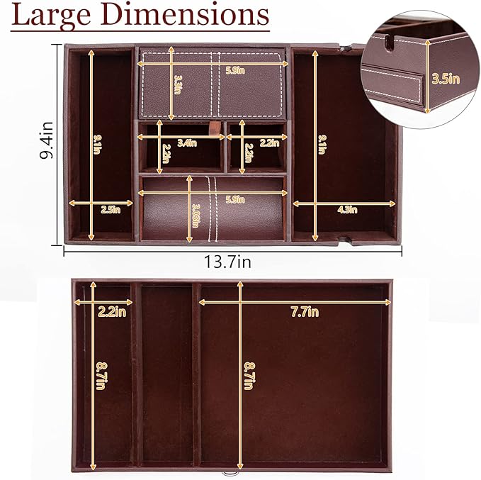 Baoyun Valet Tray for Men, 2 Layers Nightstand Organizers for Men and Women - Image 6