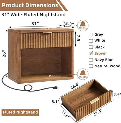 LEYAOYAO 31" Wide Fluted Nightstand Set of 2 - Image 2