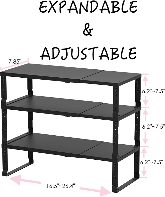 Adjustable Metal Shelving Unit, Stackable & Expendable Storage Rack - Image 3