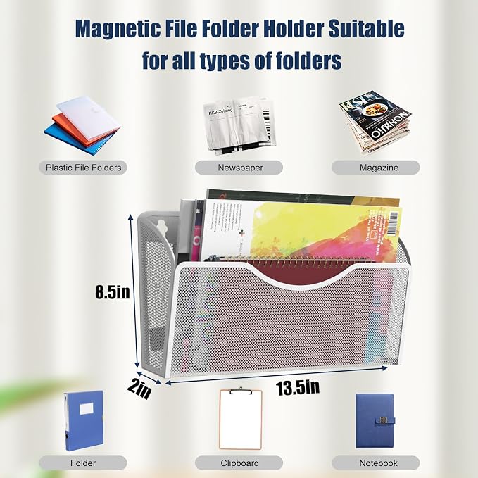 3 Pcs Magnetic File Holder for File Cabinets, Folder Holder Organizer- No - Image 3