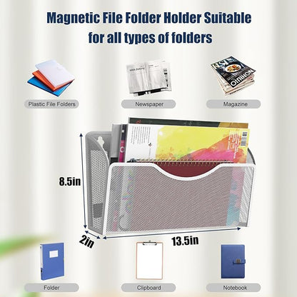 2 Pockets Magnetic File Holder for File Cabinets, Folder Holder Organizer- No - Image 3