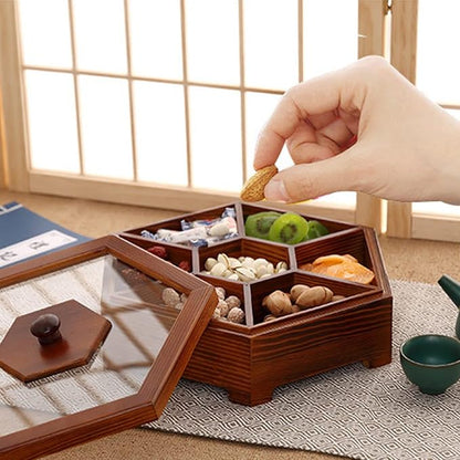 Solid Wood Box Chinese Divided Grid Dried Fruit Tray Vintage Ornament - Image 5